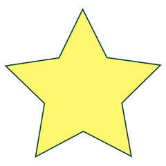 Yellow star icon isolated white. Star shape vector icon line art color style for ranking, favorite, wish list, save in mobile, web design. Premium star element for print, sticker, clipart. Gold badge