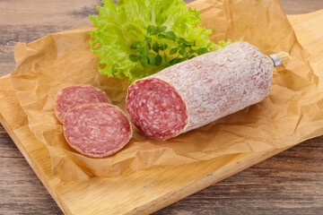 Italian dry Saliami pork sausage