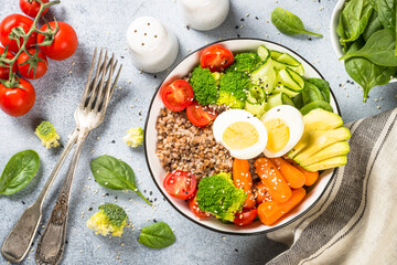 Buddha bowl with Buckwheat and vegetables.