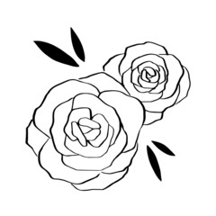 Black and white vector of rose