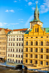 The architecture of old Europe. Colorful low rise stylish buildings. Urban landscape