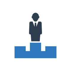 Business man winner icon, leader success icon