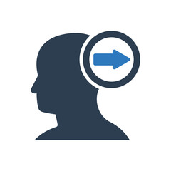 arrow direction icon, head mind thinking icon