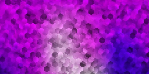 Light purple, pink vector backdrop with a batch of hexagons.