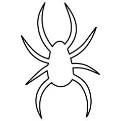 Spider icon for Halloween. Halloween cobweb clipart for stickers, typography, fabric, postcards, game design. Scary elements for decoration. Hand-drawn black spider. Vector insect isolated on white