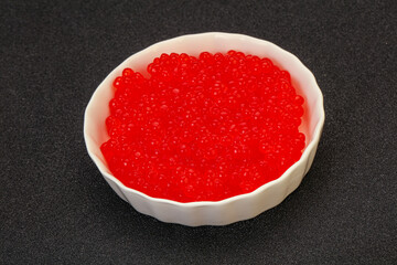 Red salmon caviar in the bowl