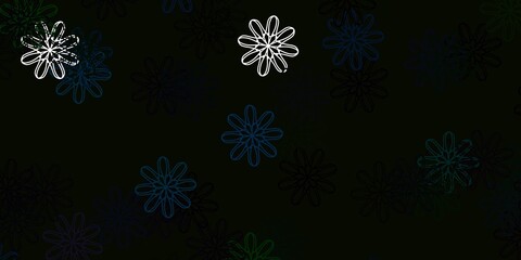 Naklejka na ściany i meble Light Blue, Green vector doodle template with flowers.