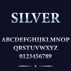 Silver letters of the Latin alphabet. Cast Metal Letters. 
