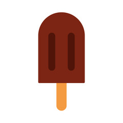 chocolate ice cream in stick flat icon style white background