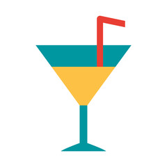 cocktail with straw drink liquor flat icon style
