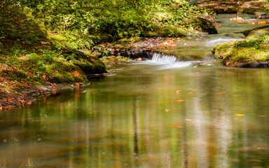 Naklejka premium Autumn color along Kettle River at Banning State Park in Minnesota
