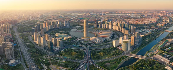 Raamstickers China Zhengzhou CBD luchtfotografie © WenPhoto