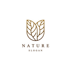 Tulip flower and plant logo. flower luxury linear style. 
