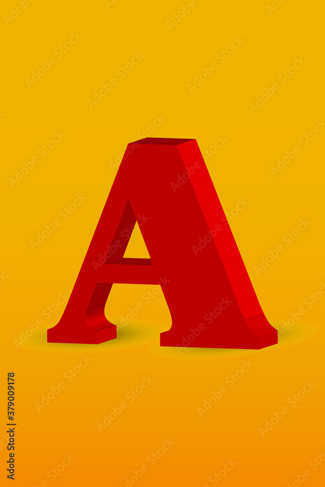 Fototapete alphabet a font 3d render letter a vector typescript for your typography design.