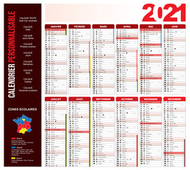 Calendrier 2021 rouge