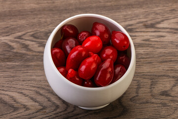 Sweet and ripe cornel berries