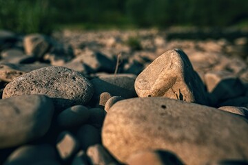 stones on the rocks by the river