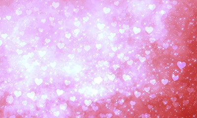 Fototapeta na wymiar festive magical shining red white magical sparkling background with many hearts and shining stars. background for valentine's day, birthday, christmas