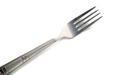 Fork on a white isolated background close-up.
