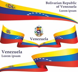 Flag of Venezuela, Bolivarian Republic of Venezuela, Latin America. Template for award design, an official document with the flag of Venezuela. Bright, colorful vector illustration.