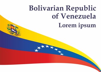 Flag of Venezuela, Bolivarian Republic of Venezuela, Latin America. Template for award design, an official document with the flag of Venezuela. Bright, colorful vector illustration.