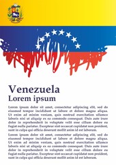 Flag of Venezuela, Bolivarian Republic of Venezuela, Latin America. Template for award design, an official document with the flag of Venezuela. Bright, colorful vector illustration.