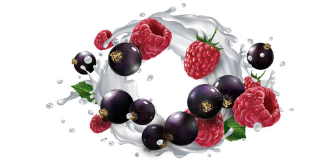 Black currants and raspberries and a splash of milk or yogurt.