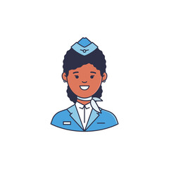 stewardess avatar Icon of Flight attendant african american curvy hair ethnic female