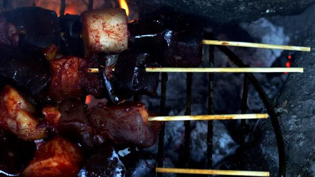 Lamb Liver Meat On Barbecue