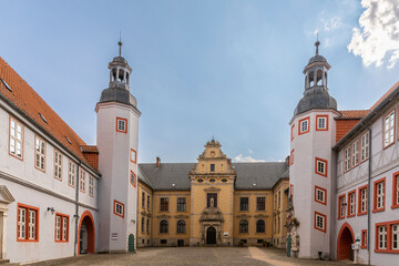Historical school buildings in Helmstedt old town in Germany