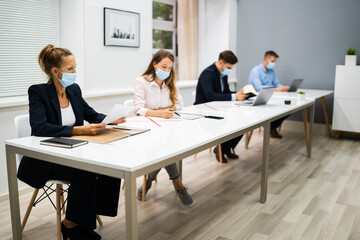 Office Meeting With Social Distancing