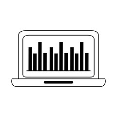 data analysis, laptop diagram report business strategy and investment line icon