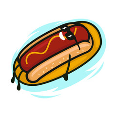 Cute Hotdog fast-food mascot design illustration