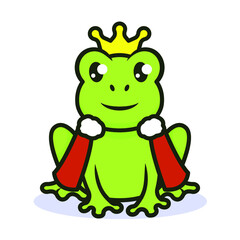 Cute frog kawaii mascot logo design illustration