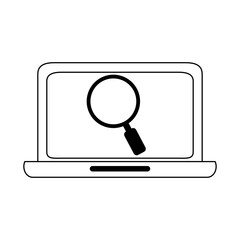 data analysis, laptop magnifier business strategy and investment line icon