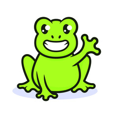 Cute frog kawaii mascot logo design illustration