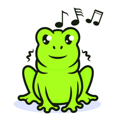 Cute frog kawaii mascot logo design illustration