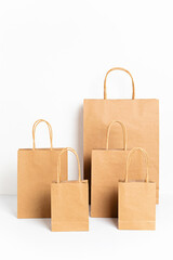 Mockup with craft paper bag. Template for small business branding, gifts, presents. Copy space