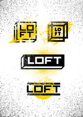 Urban Grungy Style Loft Sign Concept. Rough Renovation Interior Heritage Design Studio Illustration © wow_subtropica