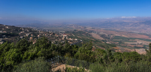 Kibbutz Misgav-Am observation point, located on a hill overlooking Southern Lebanon, Northern Israel and the town of Metula, the Golan Heights anf Mount Hermon, Upper Galilee, Israel.