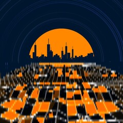 Abstract city scape and skyline perspective background illustration.