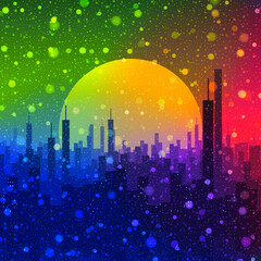 Abstract city scape and skyline background illustration.