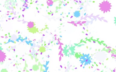 Light Blue, Red vector doodle layout with flowers