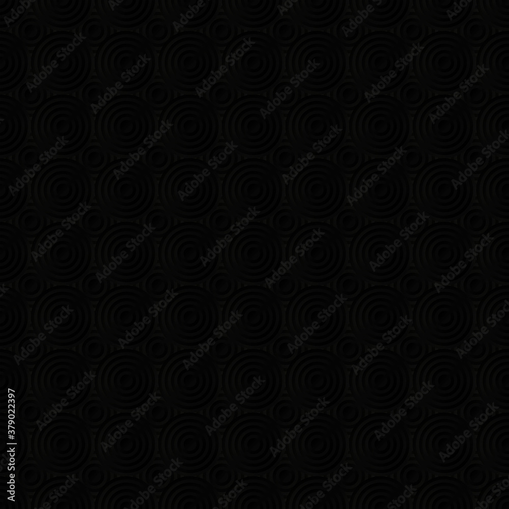 Aufkleber Seamless circles pattern background with dark black color tone. Illustration.