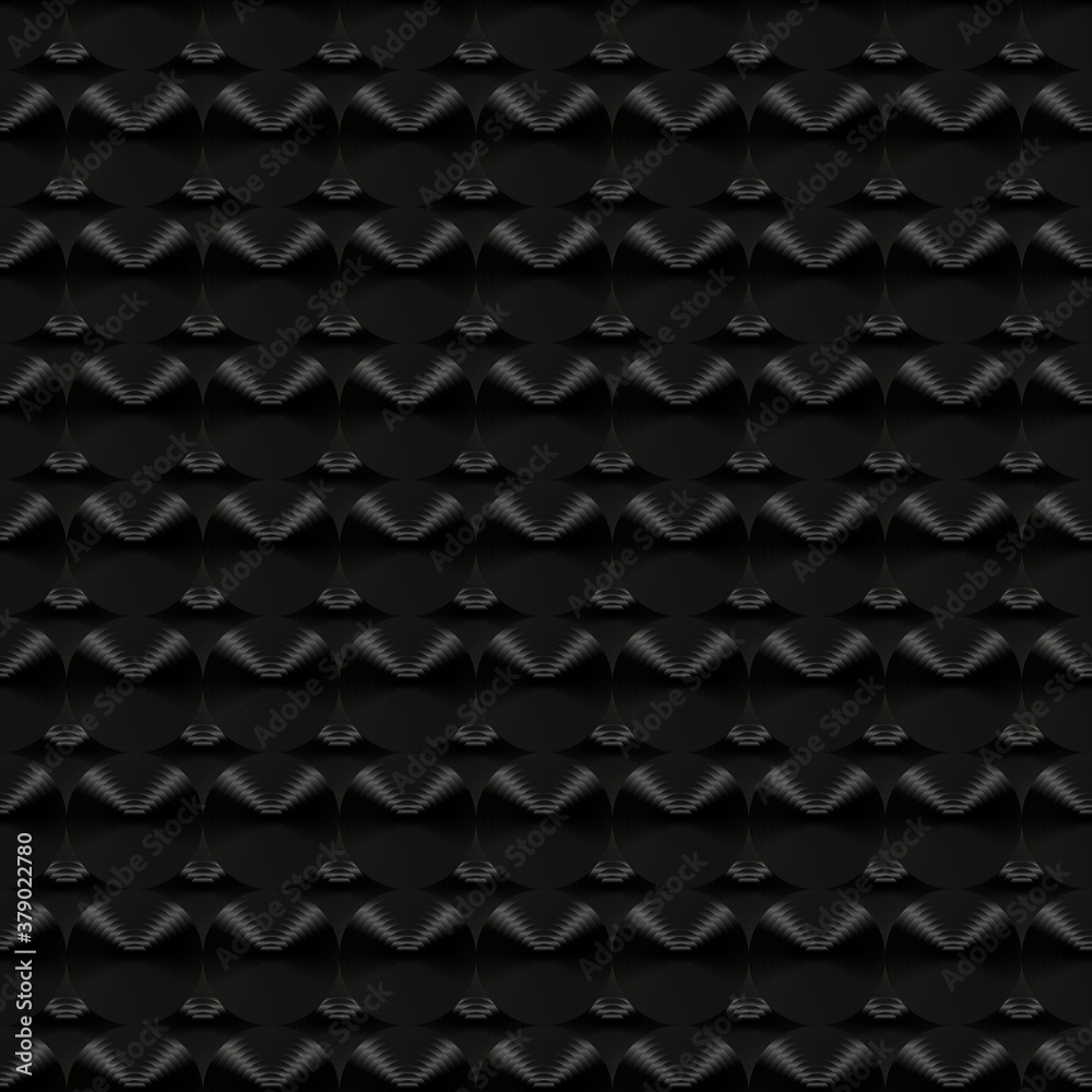 Aufkleber seamless circles pattern background with dark black color tone. illustration.