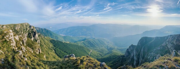 Naklejka na ściany i meble HDR outdoor landscape photography of rocky mountain