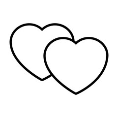 linked hearts icon, line style