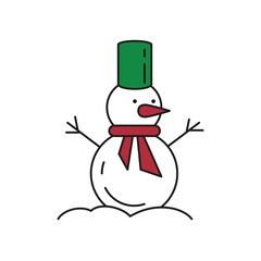 Cute snowman icon on white background.