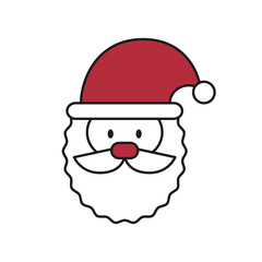 Santa Claus head icon on white background.