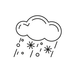 Cloud with snowflakes icon on white background.